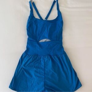 Free People Movement Righteous Runsie in the color blue print